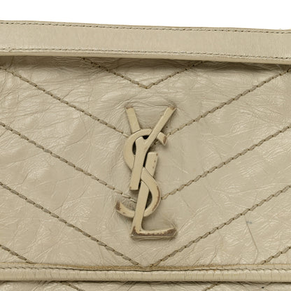Saint Laurent Crinkled Calfskin Matelasse Monogram Baby Niki Chain Satchel Ivory 8 of 13