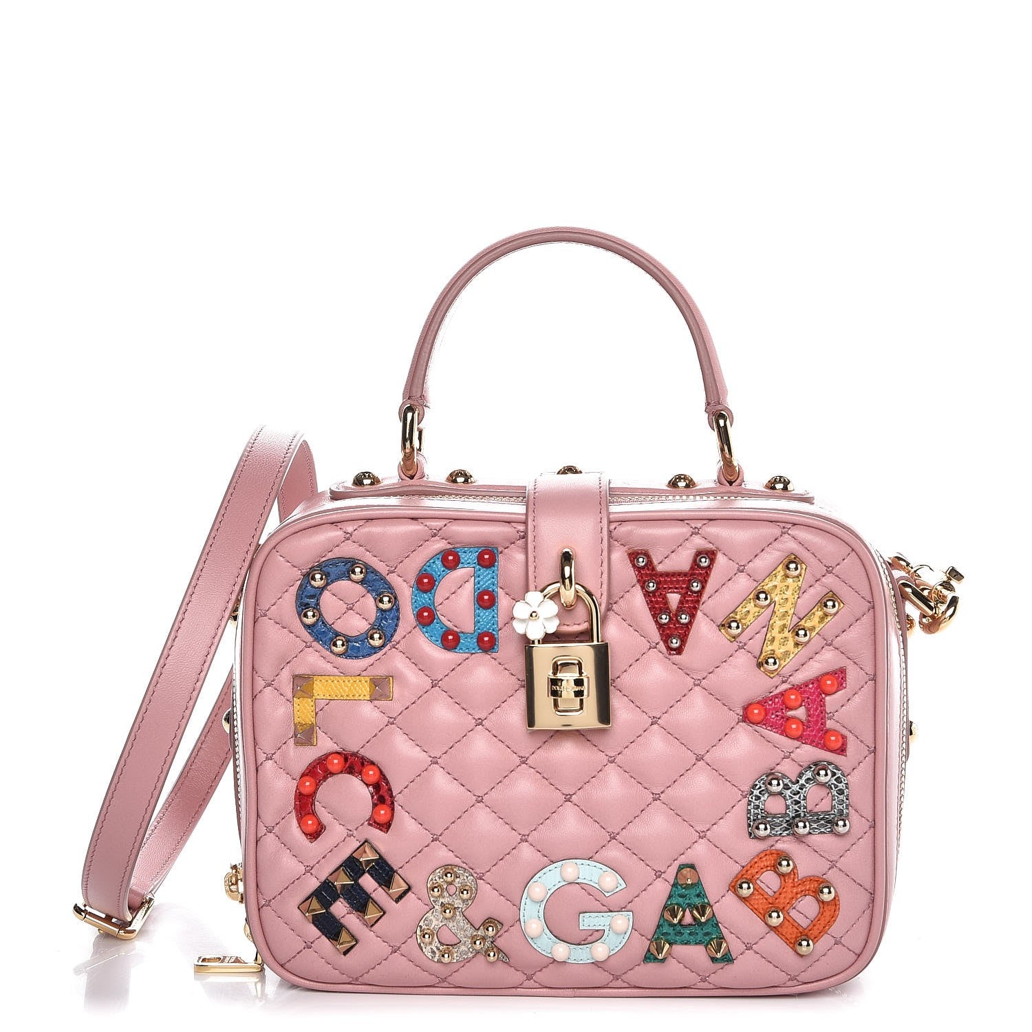 Dolce & Gabbana Lambskin Watersnake Embellished Lucia Shoulder Bag Rosa 1 of 6