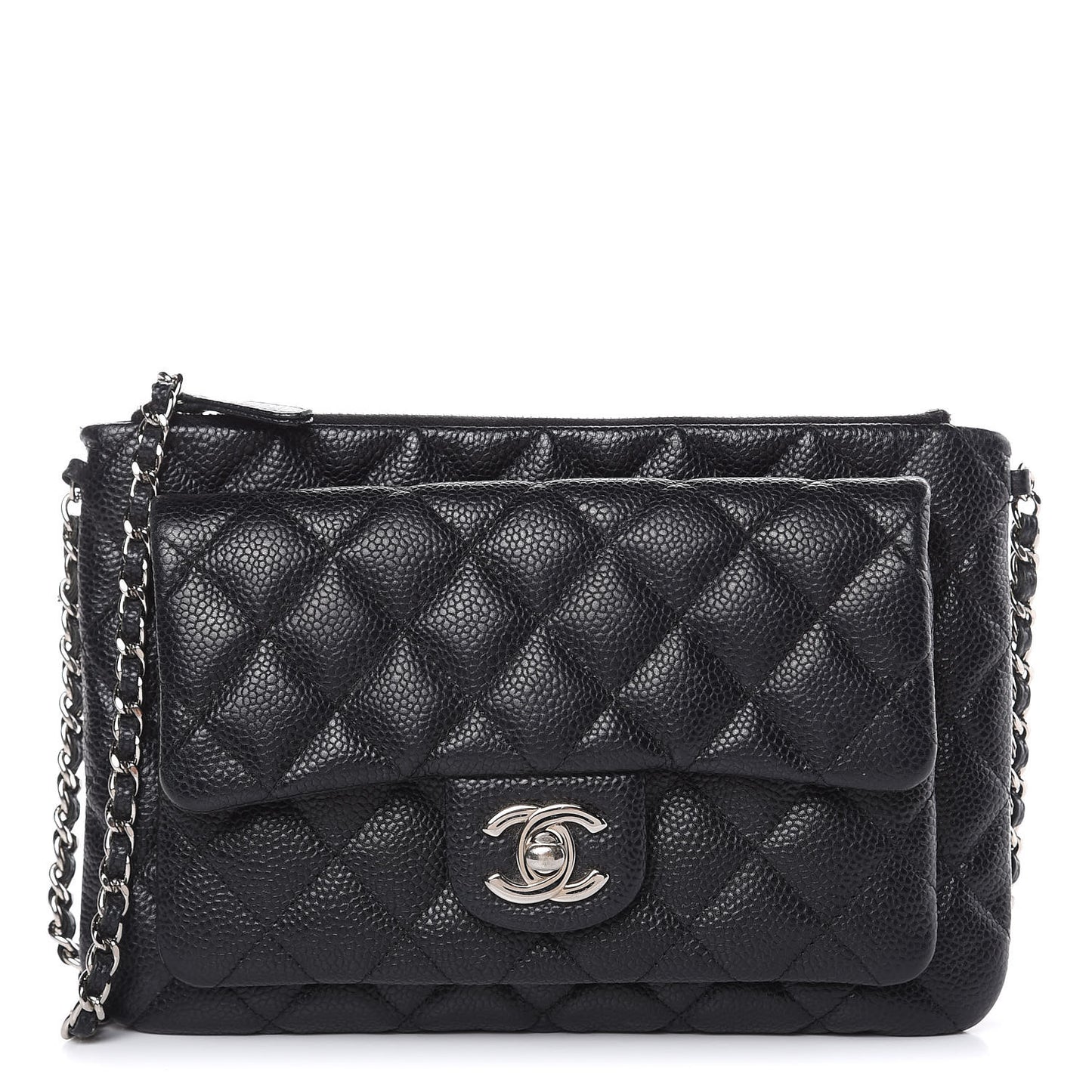 Caviar Quilted Daily Zip Crossbody Bag Black