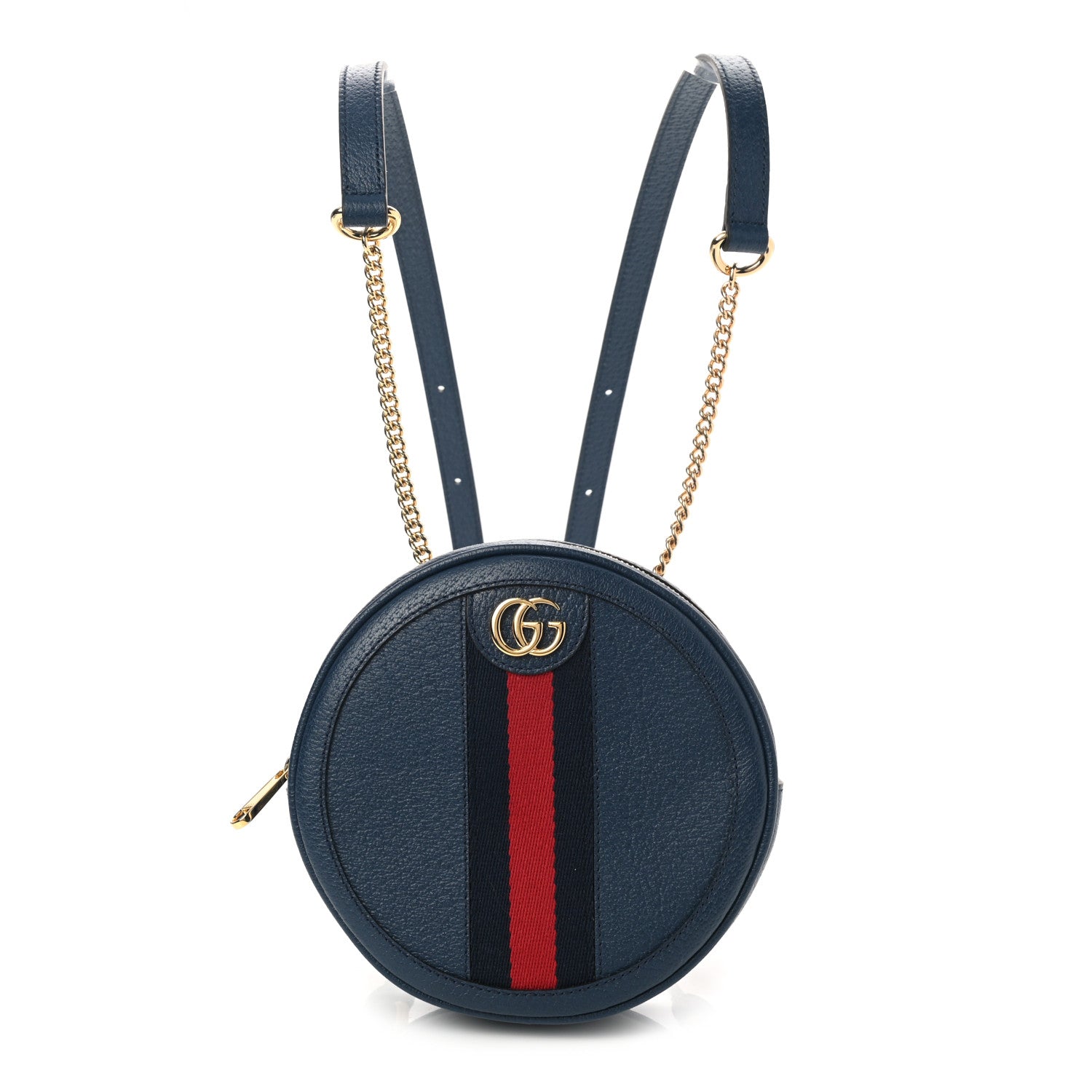 Gucci Textured Calfskin Web Mini Ophidia Round Backpack Blue Agata 1 of 9