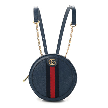 Gucci Textured Calfskin Web Mini Ophidia Round Backpack Blue Agata 1 of 9