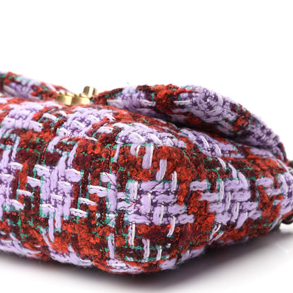 Chanel Tweed Quilted Medium Chanel 19 Flap Red Purple Green 7 of 11