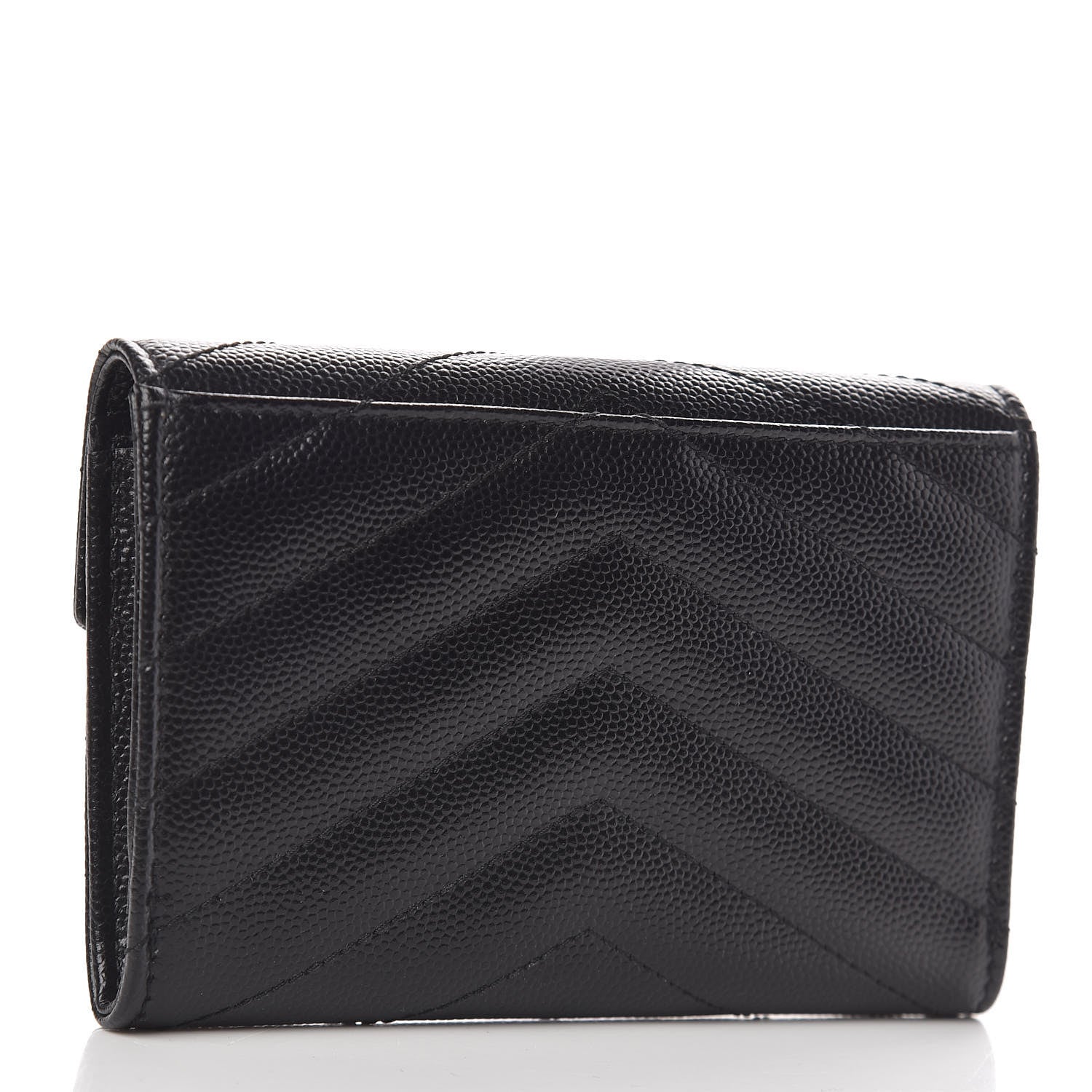 Saint Laurent Grain De Poudre Matelasse Chevron Small Monogram Envelope Wallet Black 3 of 7