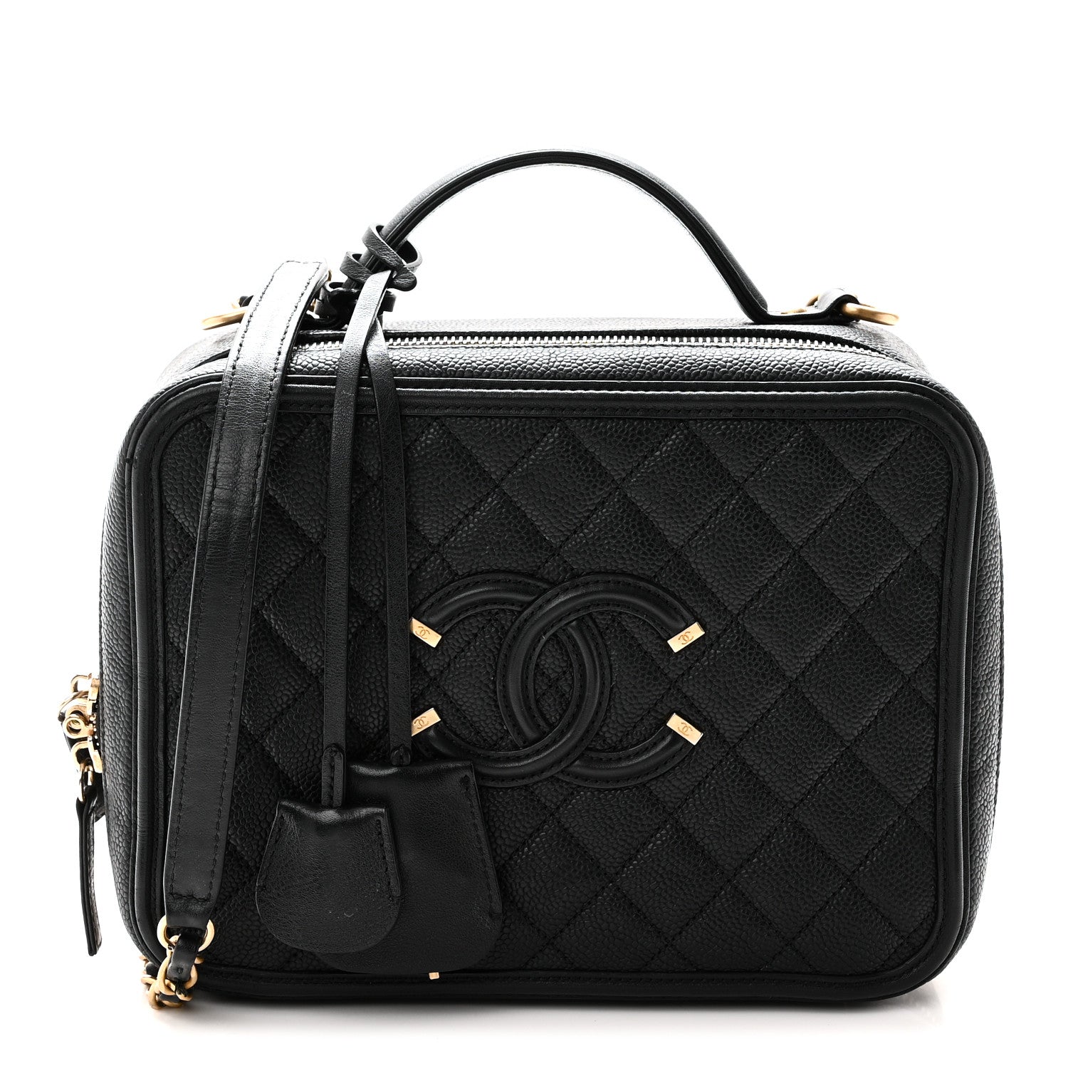 Chanel Caviar Quilted Large CC Filigree Vanity Case Black 1 of 12