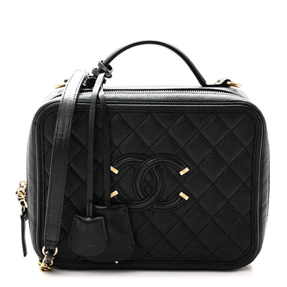 Chanel Caviar Quilted Large CC Filigree Vanity Case Black 1 of 12