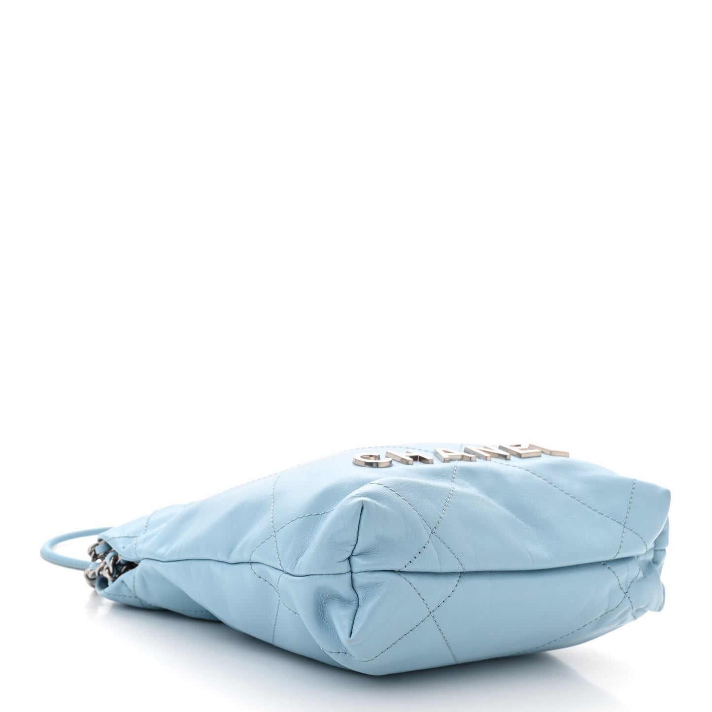 Shiny Calfskin Quilted Mini Chanel 22 Light Blue