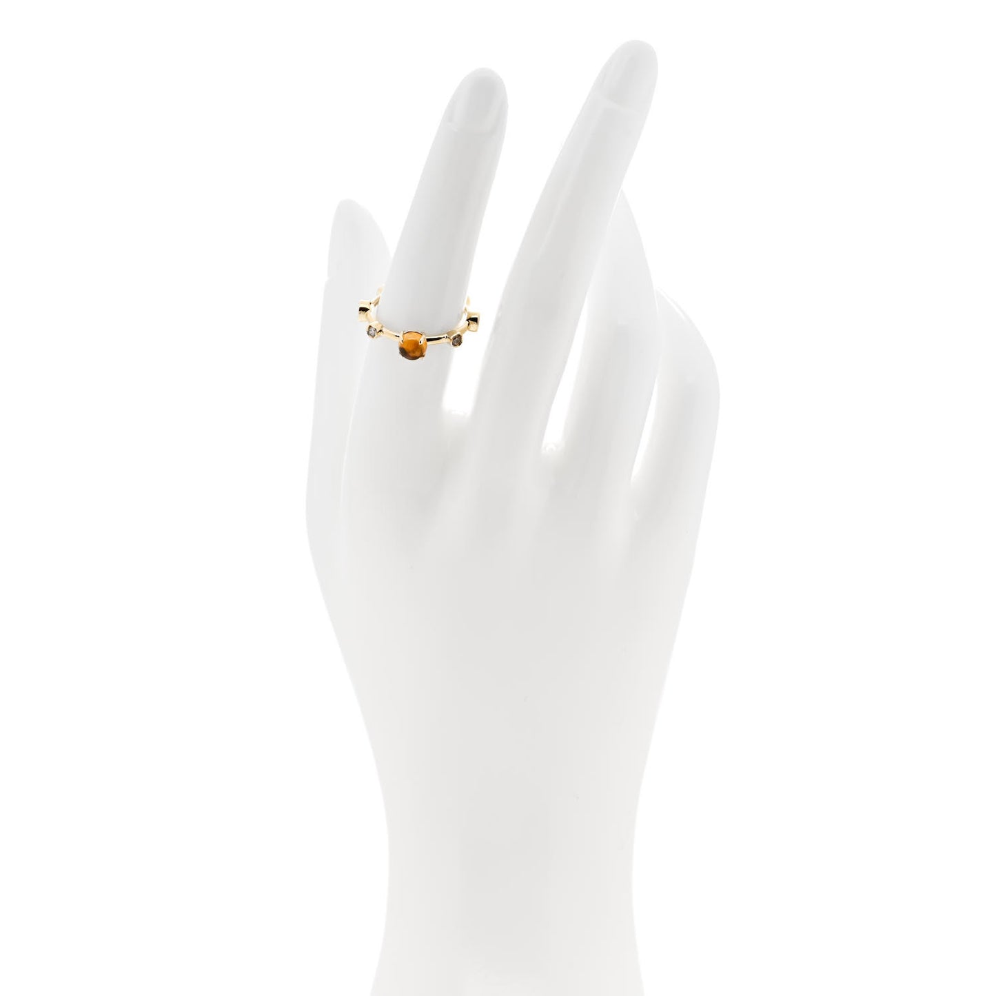 18K Yellow Gold Diamond Citrine Band Ring 53 6.5