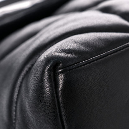 Saint Laurent Lambskin Quilted Medium Loulou Puffer Monogram Chain Satchel Black 8 of 15