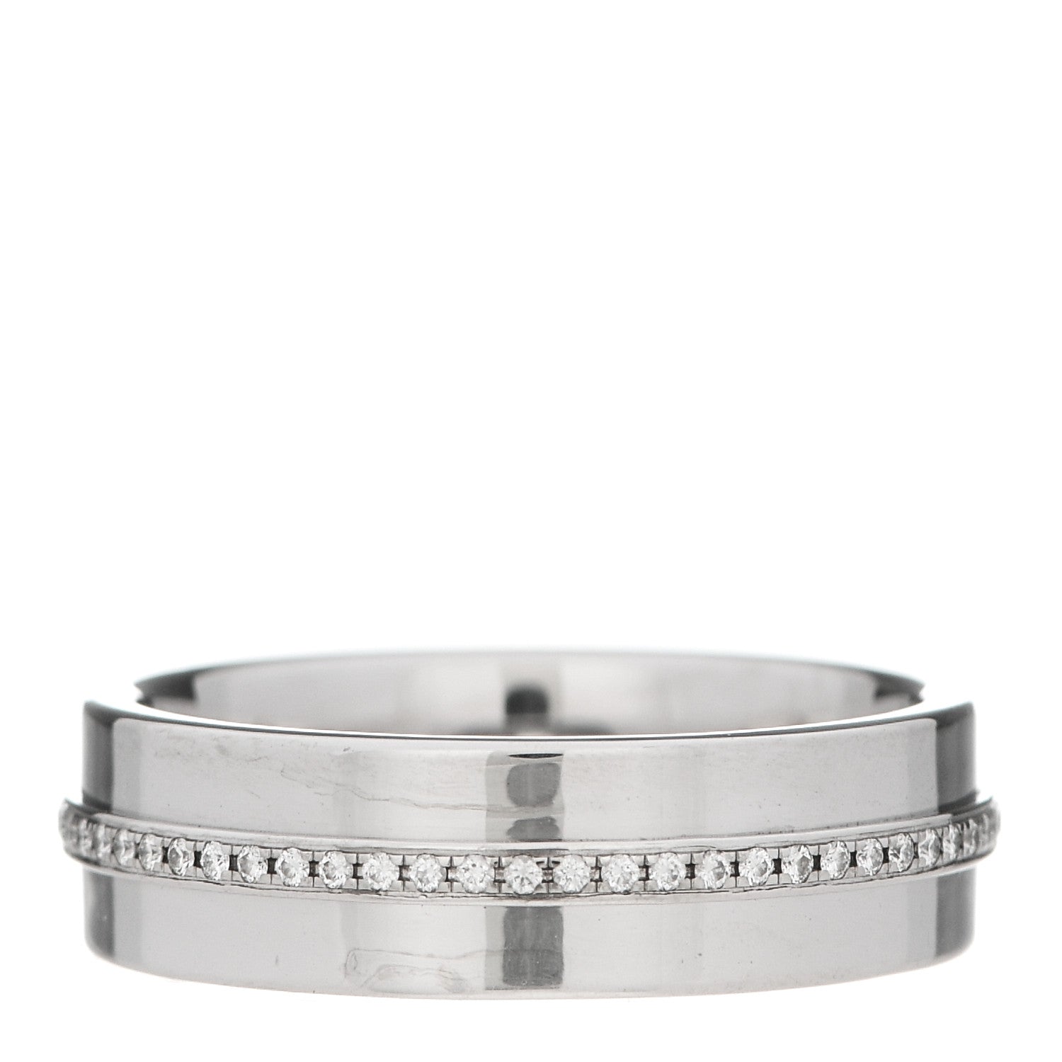 Tiffany 18K White Gold Diamond Wide T Two Ring 50 5.5 3 of 6