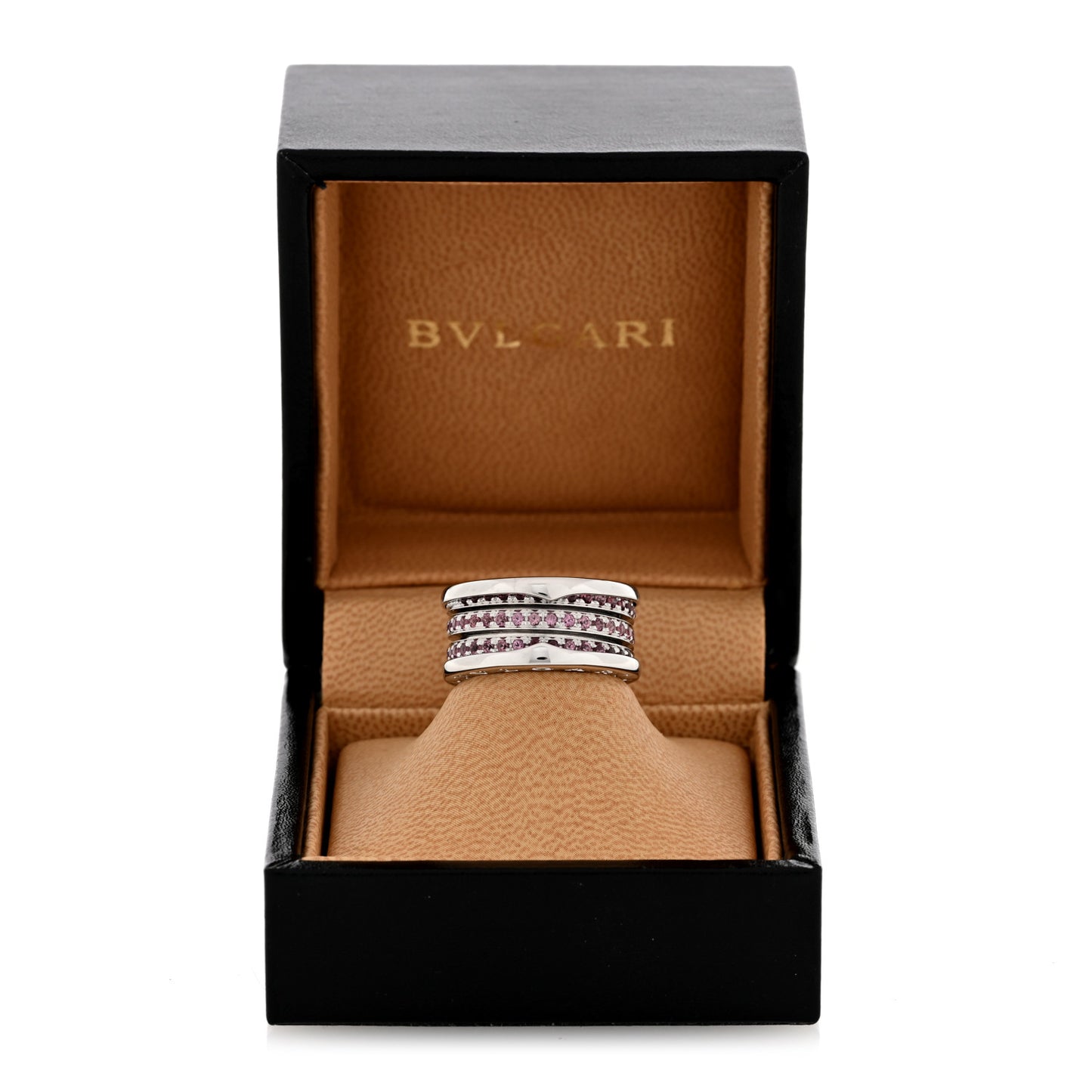 18K White Gold Pink Sapphire B.Zero1 Three-Band Ring 51 5.75