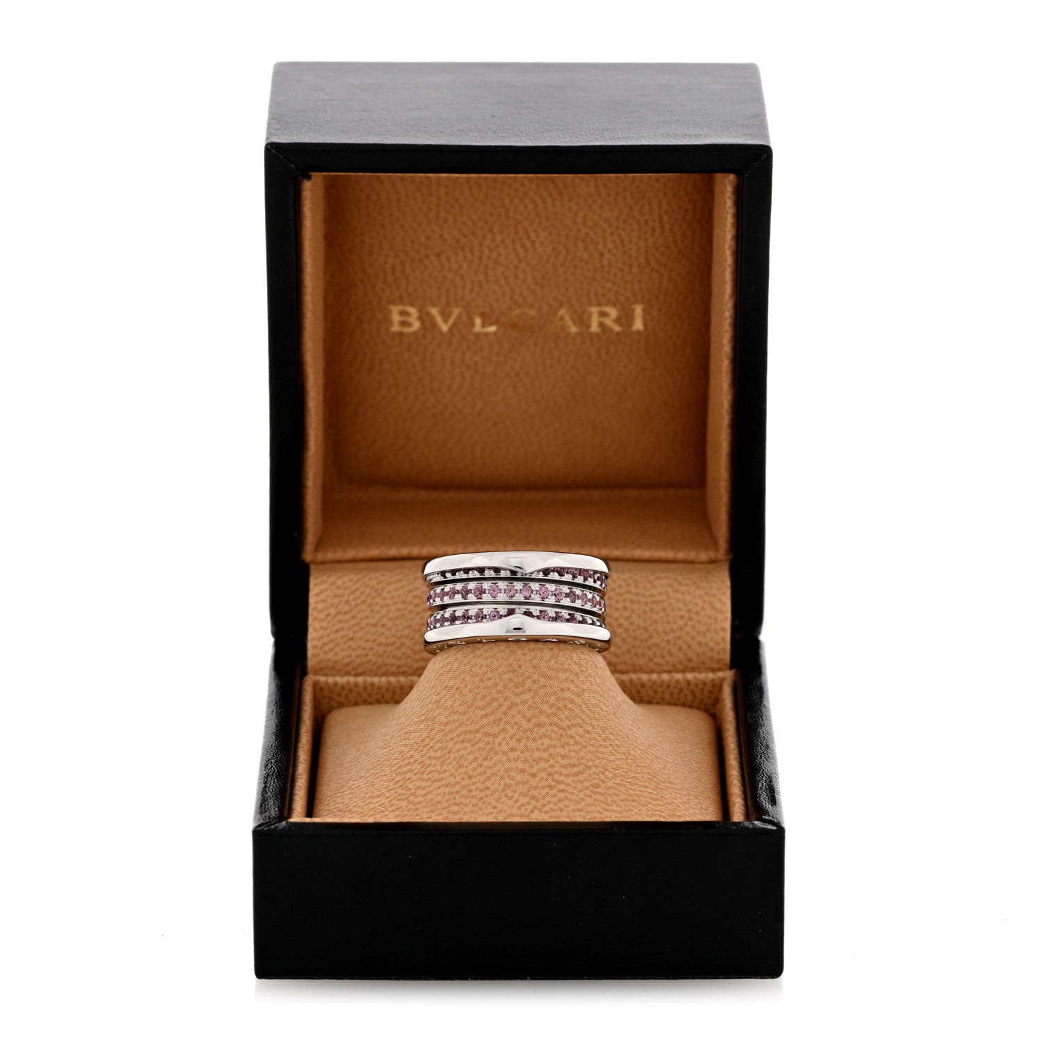 Bulgari 18K White Gold Pink Sapphire B.Zero1 Three-Band Ring 51 5.75 7 of 7