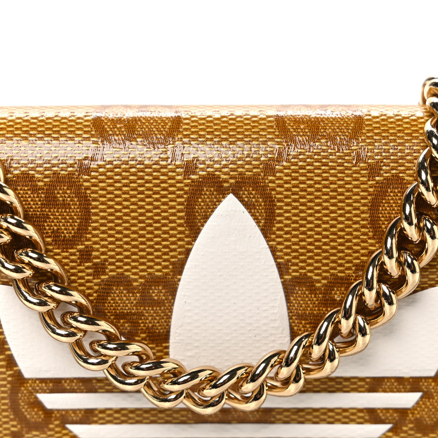 Gucci X ADIDAS Monogram Trefoil Embossed Wallet On Chain Brown 8 of 10