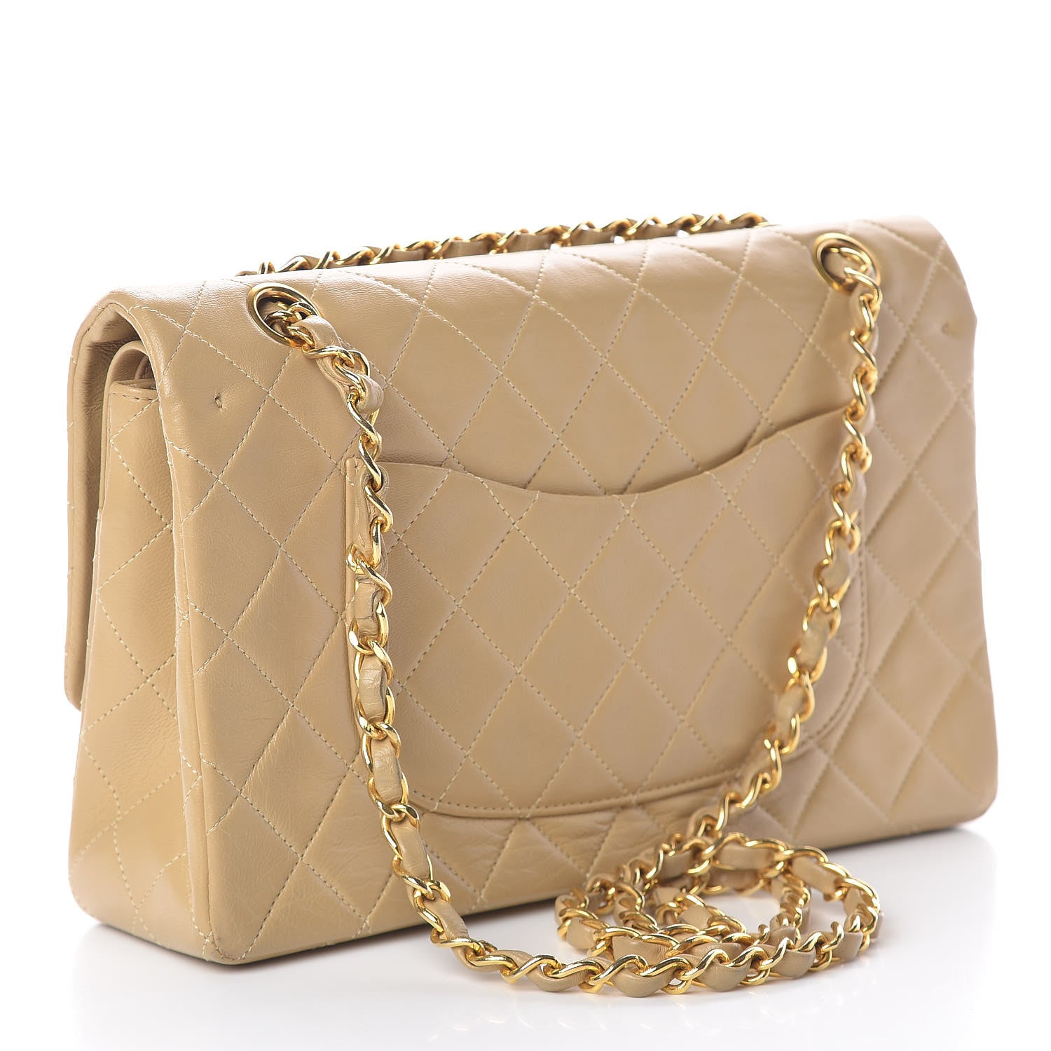 Chanel Lambskin Quilted Medium Double Flap Beige 3 of 23