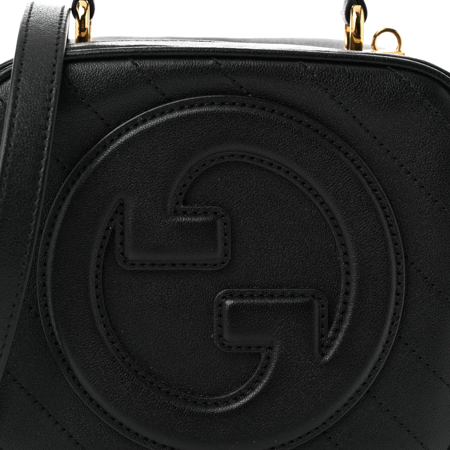 Sakai Be Green Calfskin Diagonal Stitched Blondie Top Handle Bag Black