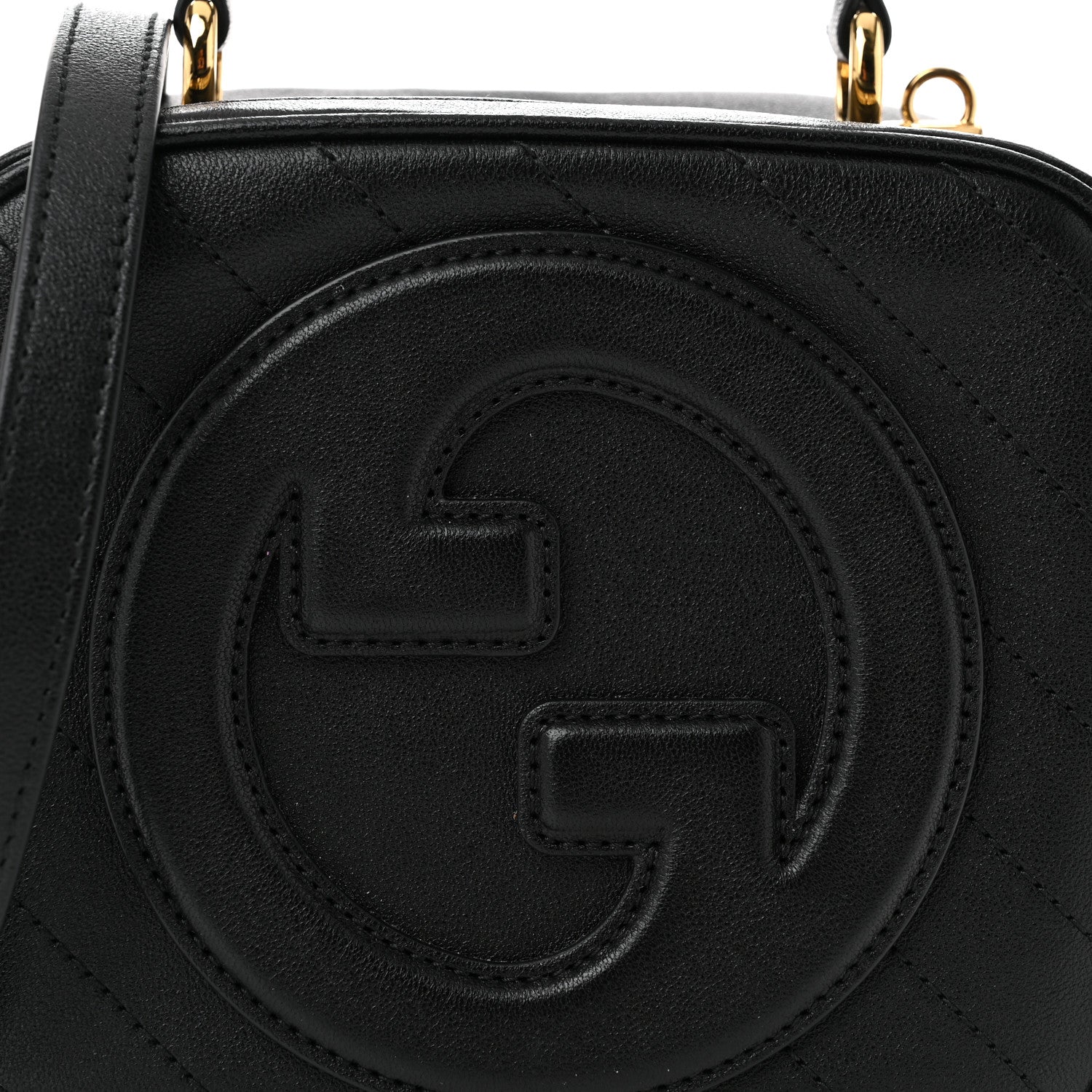Gucci Sakai Be Green Calfskin Diagonal Stitched Blondie Top Handle Bag Black 8 of 11
