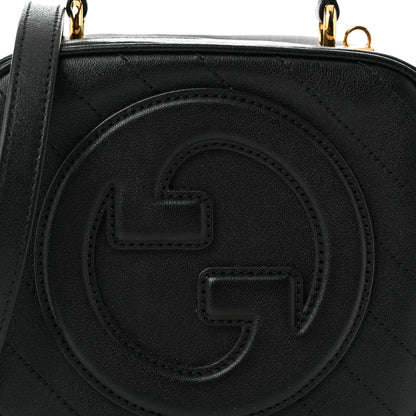 Gucci Sakai Be Green Calfskin Diagonal Stitched Blondie Top Handle Bag Black 8 of 11