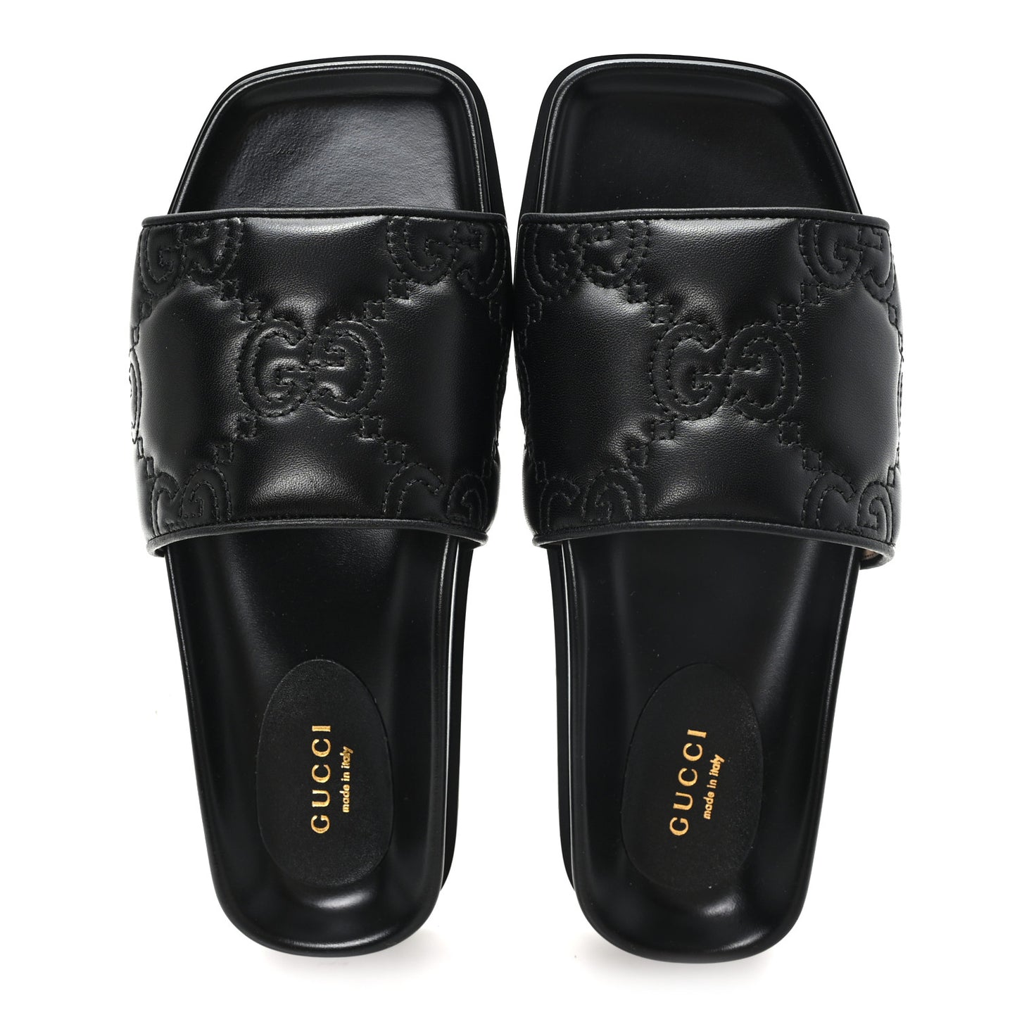 Nappa GG Matelasse Flat Slide Sandals 36.5 Black 36.5 Black
