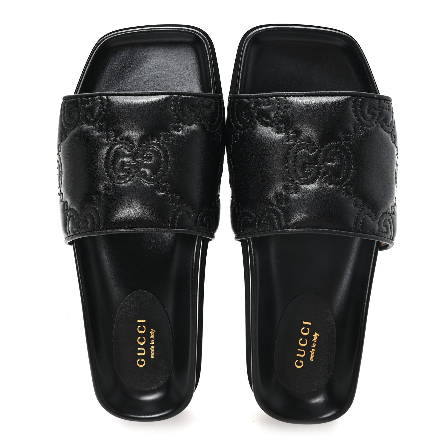 Gucci Nappa GG Matelasse Flat Slide Sandals 36.5 Black 36.5 Black 2 of 9