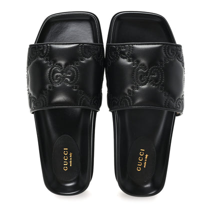Gucci Nappa GG Matelasse Flat Slide Sandals 36.5 Black 36.5 Black 2 of 9