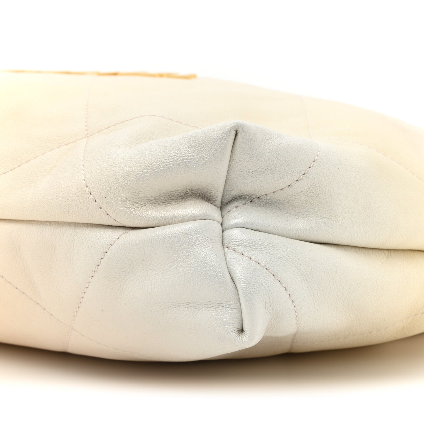 Iridescent Calfskin Quilted Chanel 22 Golden White