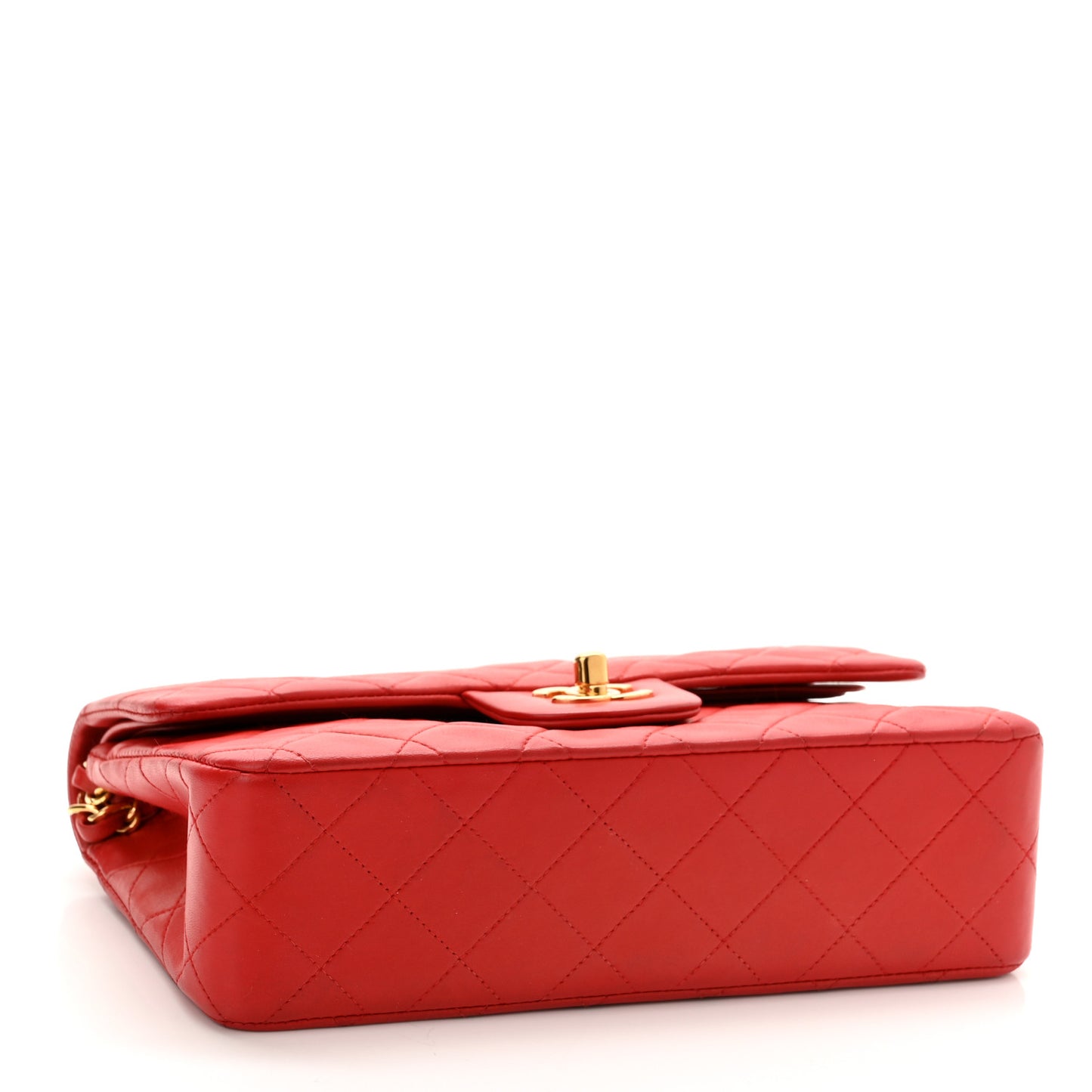Lambskin Quilted Small Double Flap Red