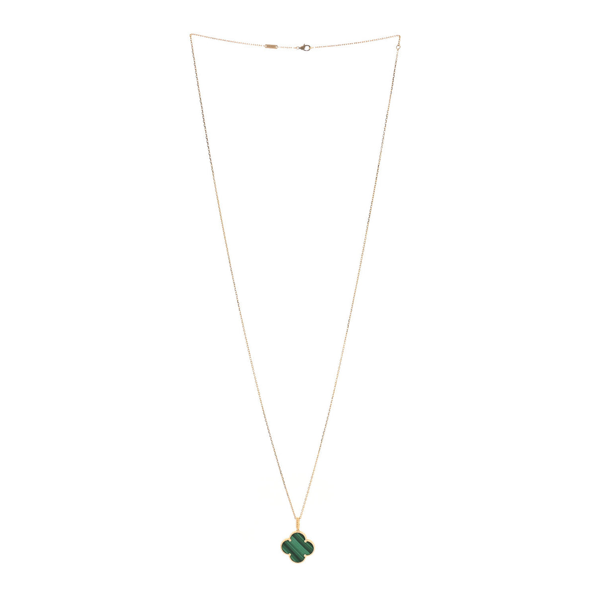 Van Cleef & Arpels 18K Yellow Gold Malachite Magic Alhambra Pendant Necklace 3 of 7