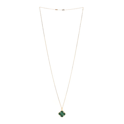 Van Cleef & Arpels 18K Yellow Gold Malachite Magic Alhambra Pendant Necklace 3 of 7