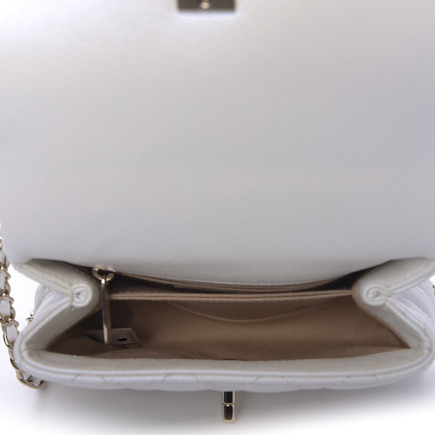 Chanel Iridescent Caviar Quilted Extra Mini Coco Handle Flap Ivory 5 of 10