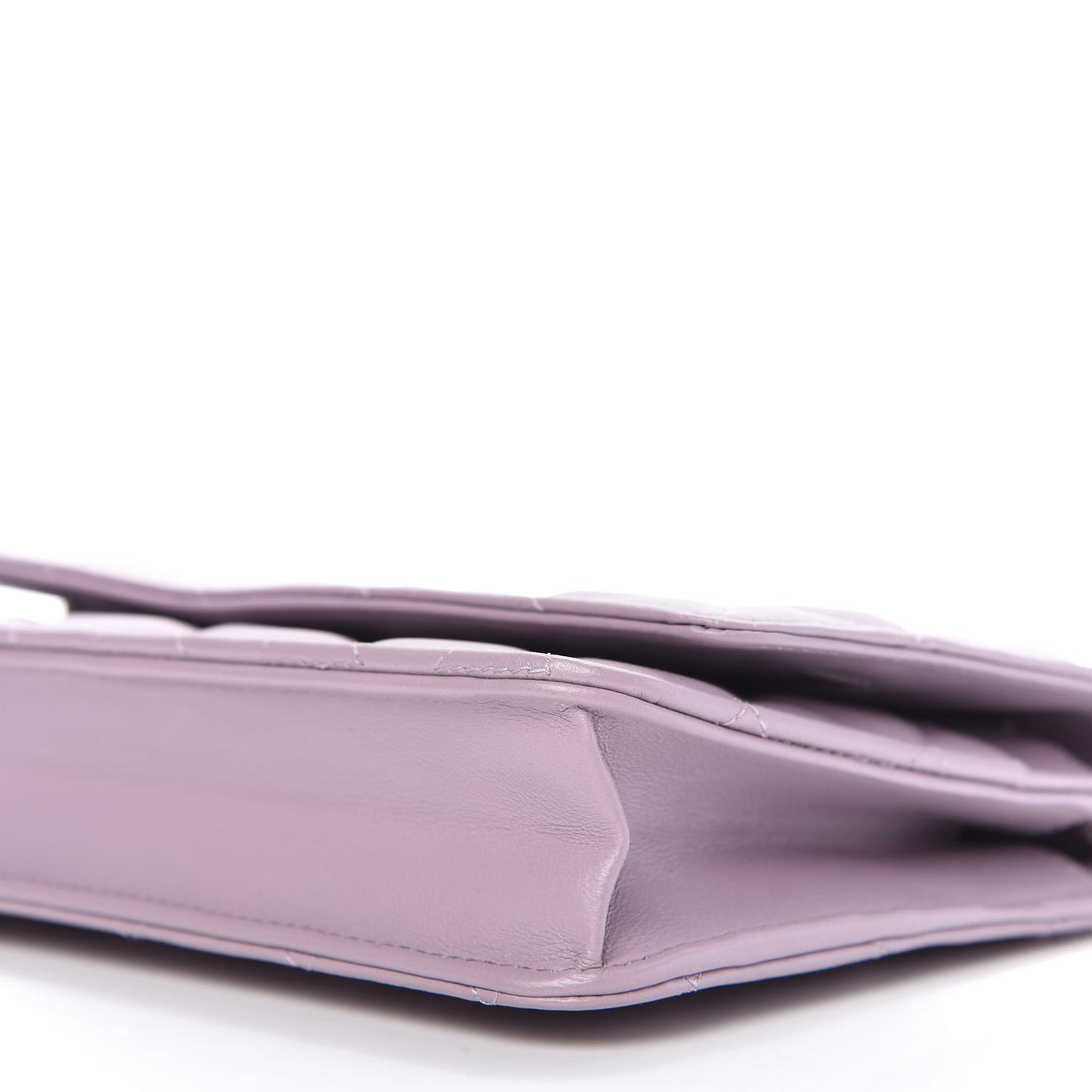 Lambskin Quilted Wallet On Chain WOC Light Purple