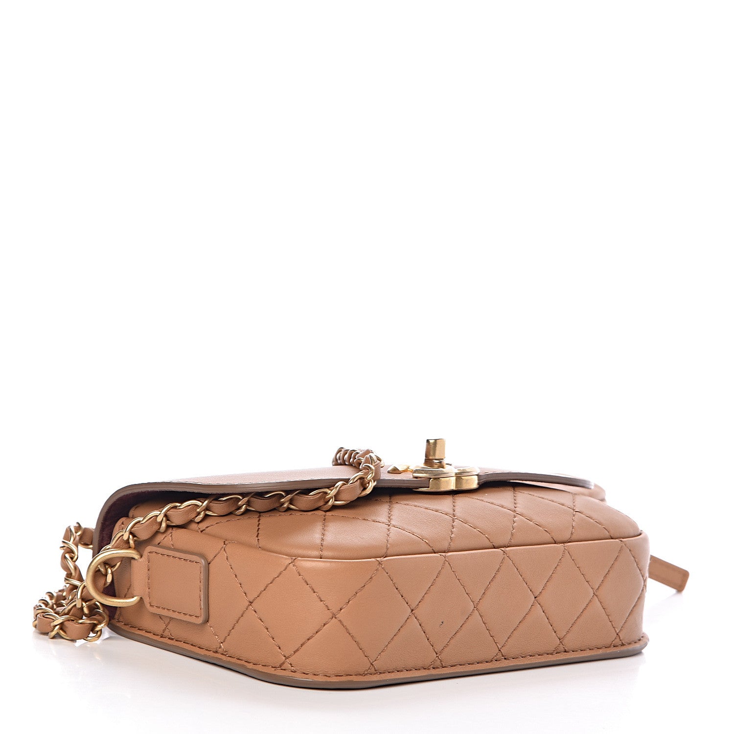 Chanel Calfskin Quilted Flap And Coin Purse Light Brown 4 of 12
