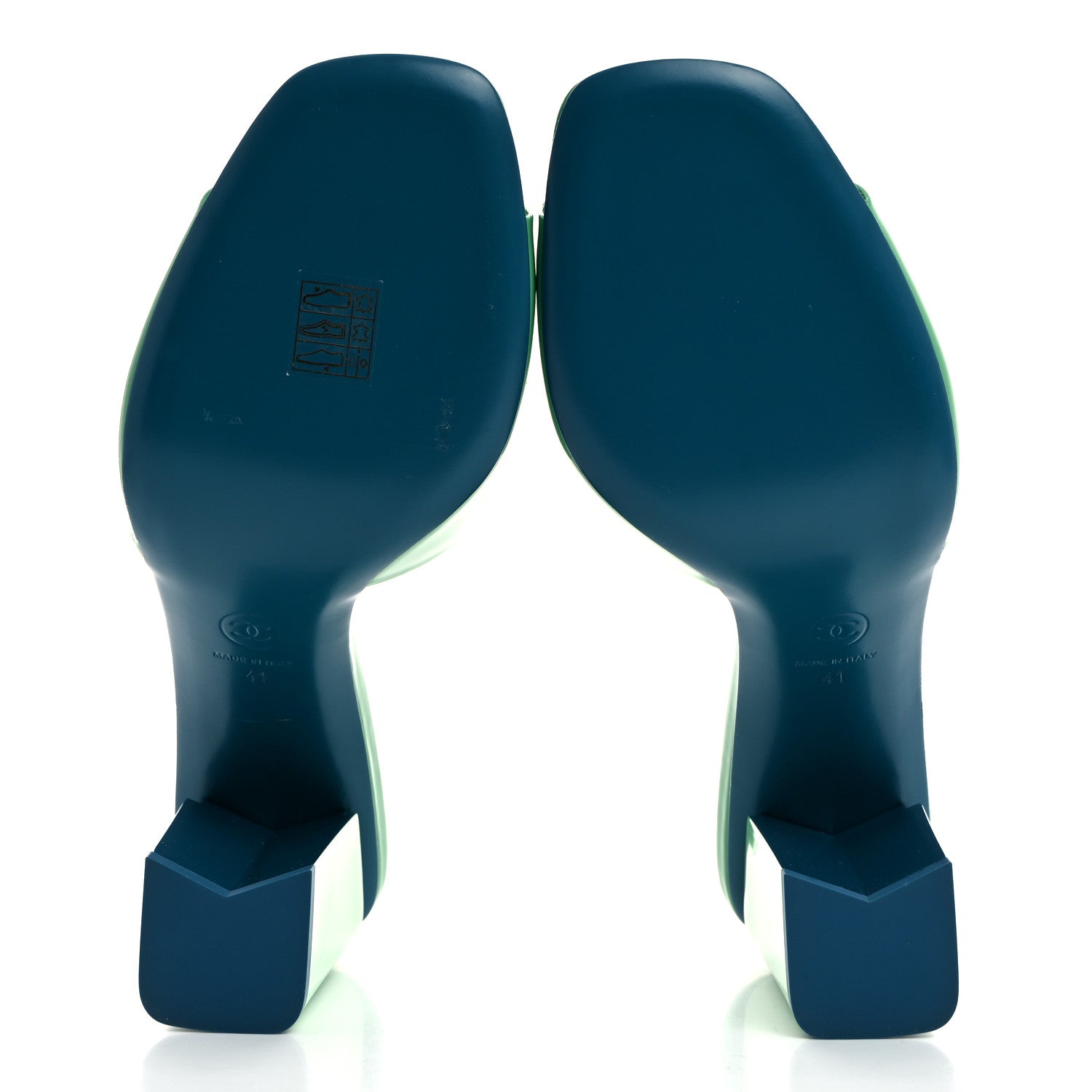 Chanel Patent CC Mules 41 Green Turquoise 5 of 9