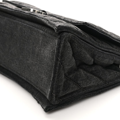 Balenciaga Washed Denim Quilted Medium Crush Chain Bag Black 8 of 9