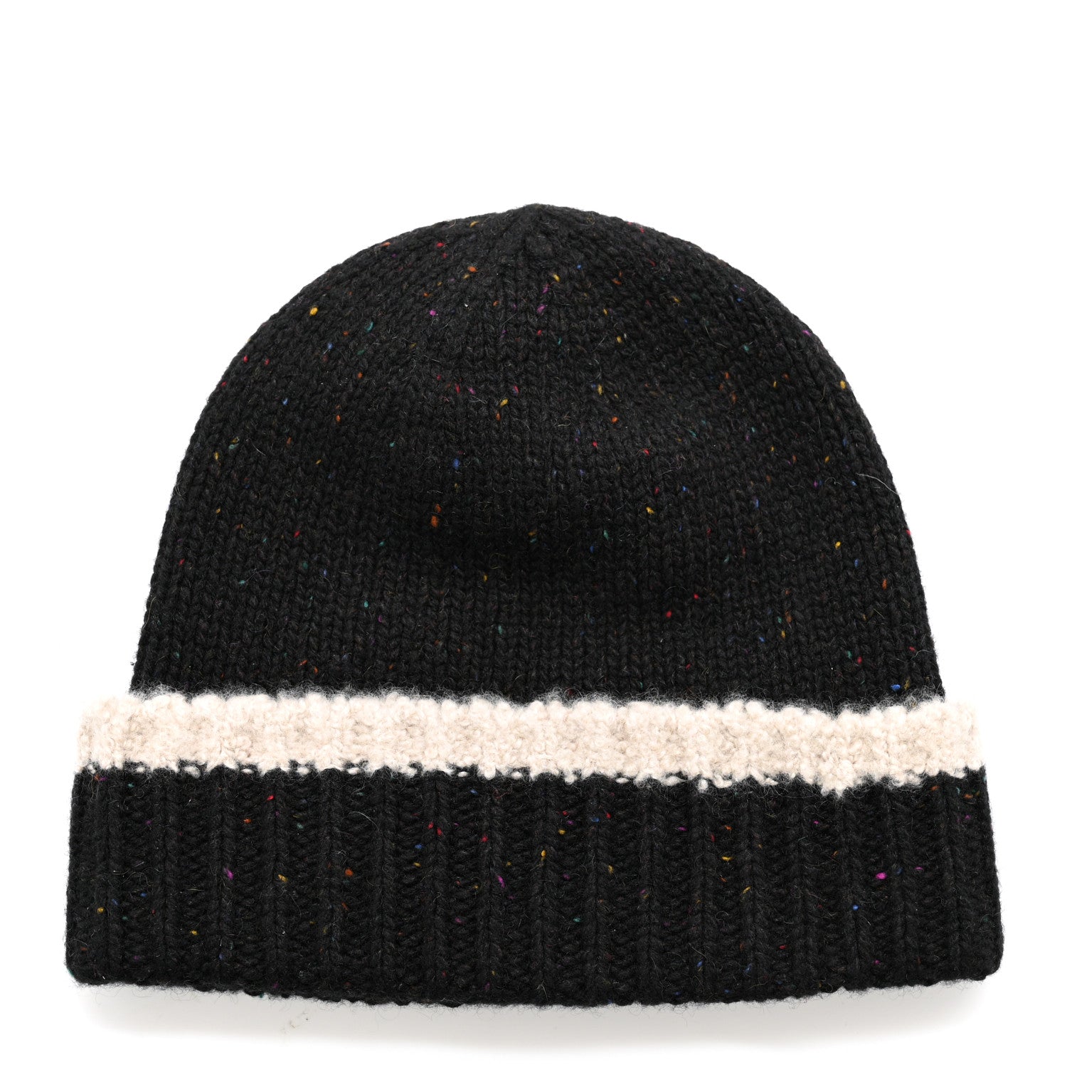 Chanel Cashmere Silk CC Beanie Hat Black Ecru 3 of 6