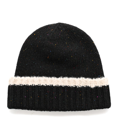 Chanel Cashmere Silk CC Beanie Hat Black Ecru 3 of 6