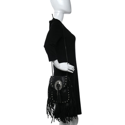 Saint Laurent Calfskin Fringe Small Studded Anita Crossbody Bag Black 2 of 9