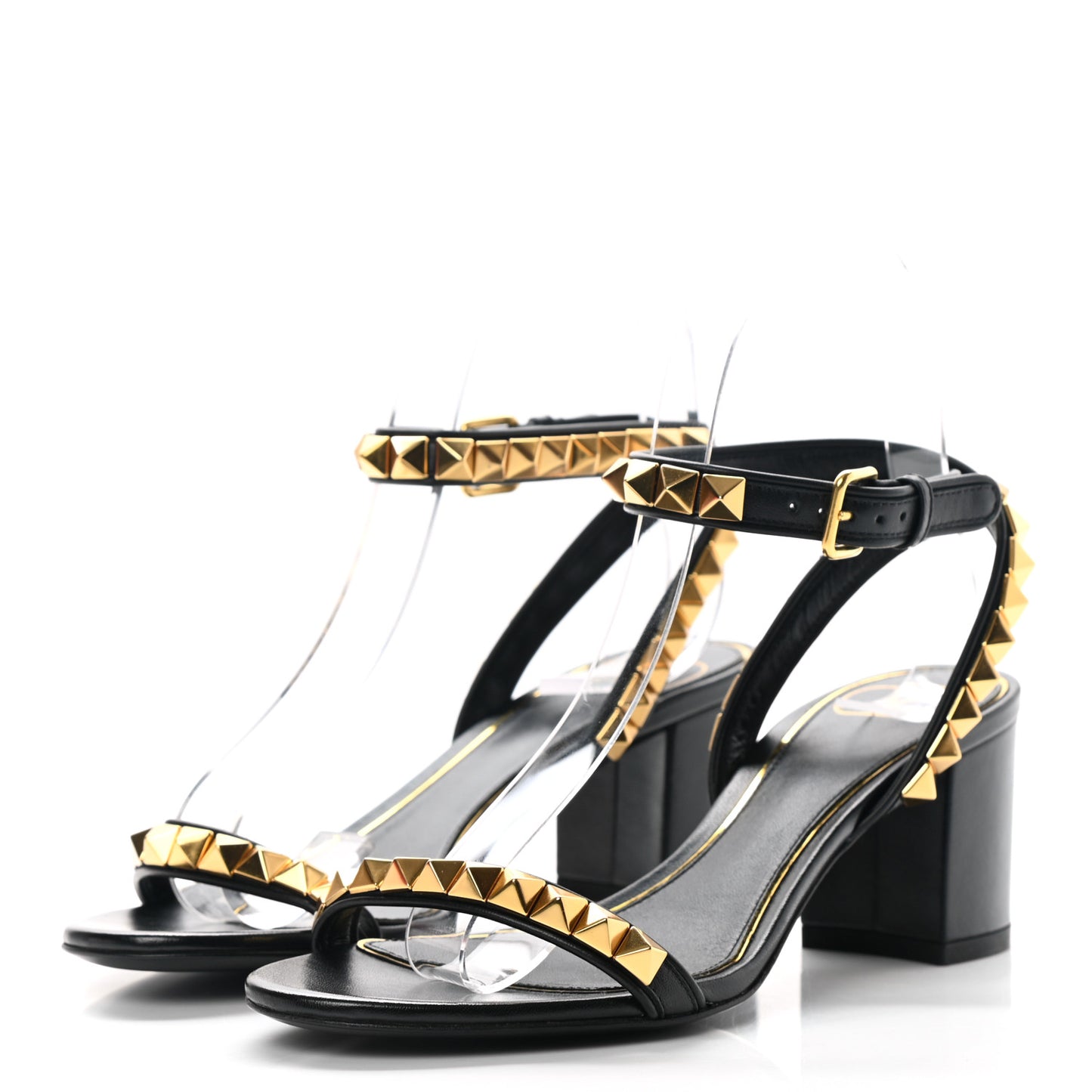 Calfskin Rockstud No Limit 60mm Sandals 35.5 Black