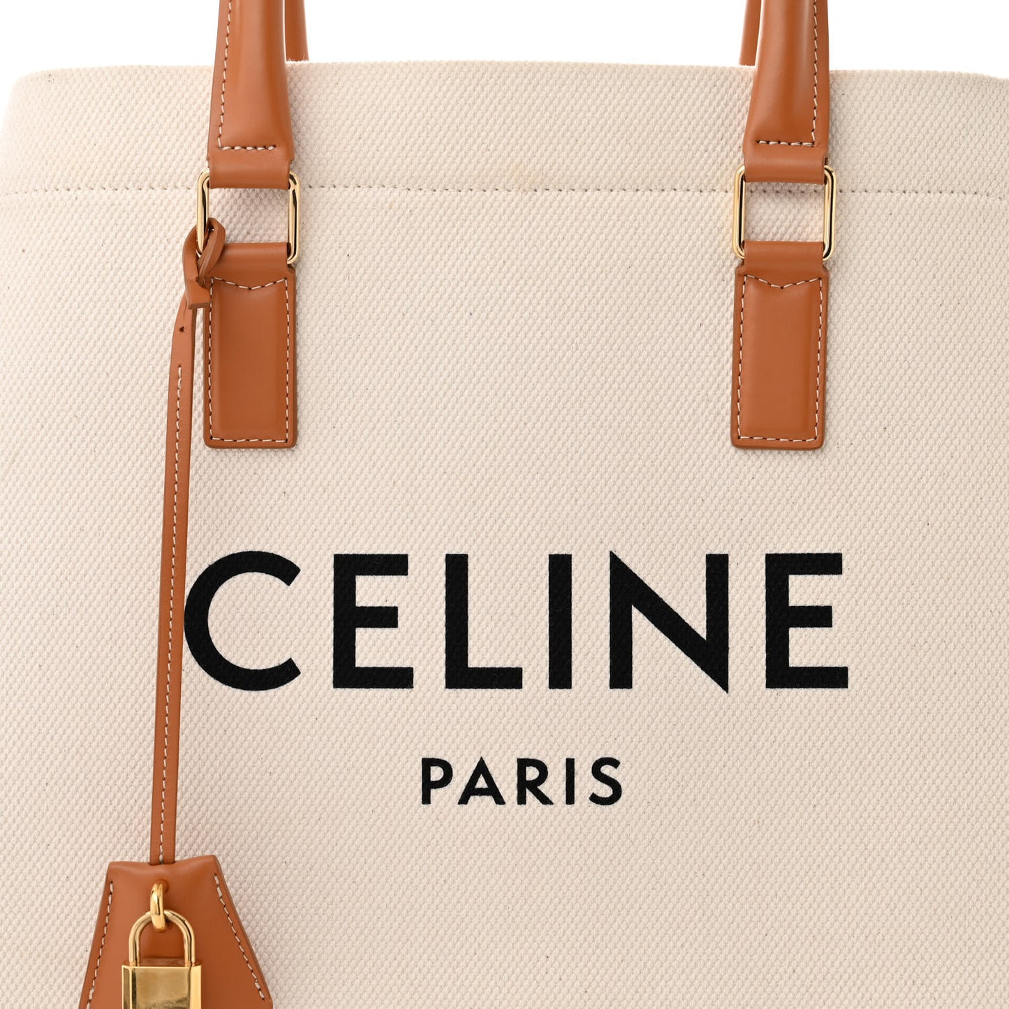 Canvas Calfskin Logo Print Small Horizontal Cabas Natural Tan