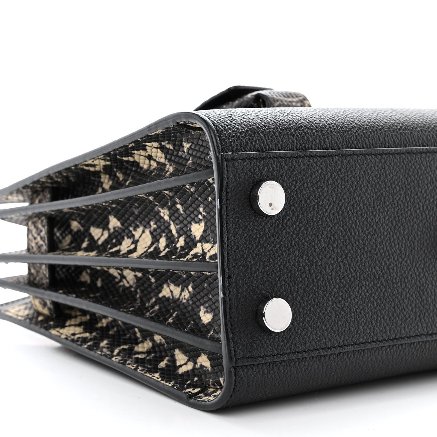 Grained Calfskin Python Embossed Nano Sac De Jour Black