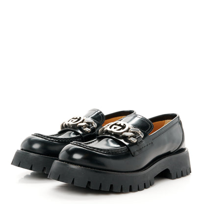 Gucci Cordovan Lux Womens Jeanne Platform Lug Sole 30/45mm Loafers 39 Black 3 of 9