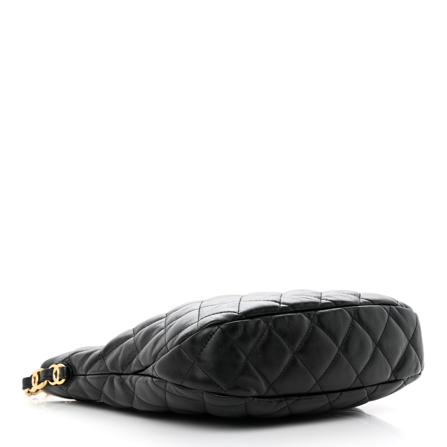 Lambskin Quilted Large CC Links Hobo Black