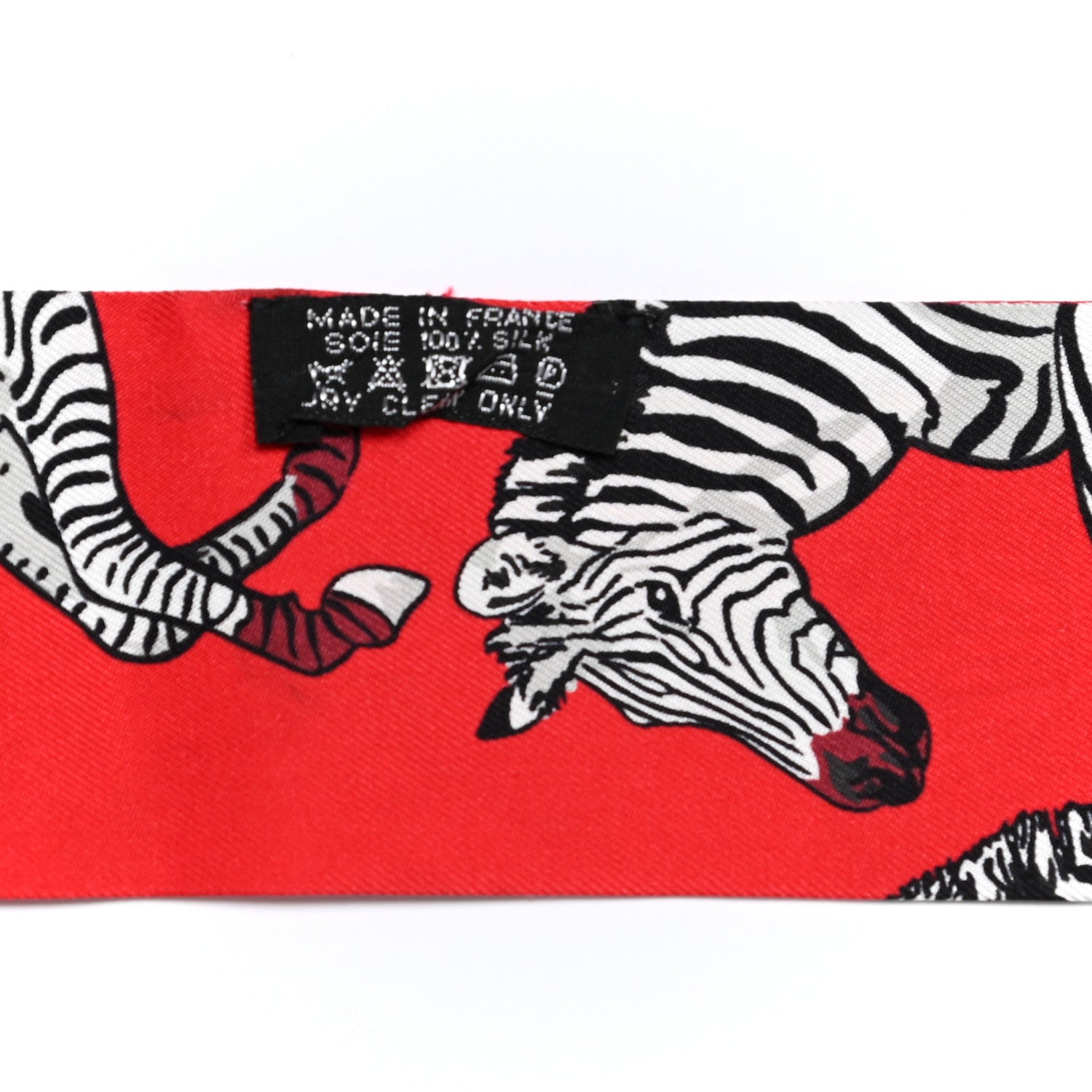 Hermes Silk Les Zebres Twilly Rouge Bleu Noir 3 of 5