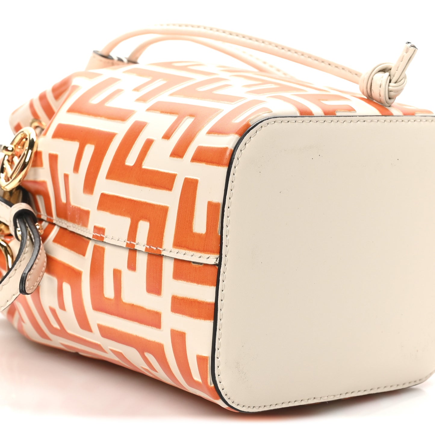 Vitello Liberty F is Fendi Bi-Color FF 1974 Embossed Mini Mon Tresor Bucket Bag Camelia Aranciata