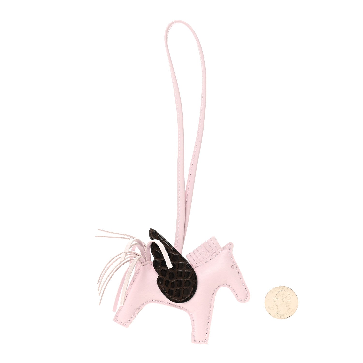 Hermes Milo Lambskin Matte Alligator Touch Grigri Rodeo Pegase Horse Bag Charm PM Mauve Pale Ebene 2 of 7