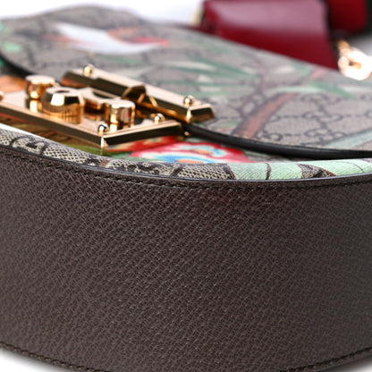 Gucci GG Supreme Monogram Tian Web Medium Padlock Messenger Shoulder Bag Beige Multicolor New Acero 12 of 12