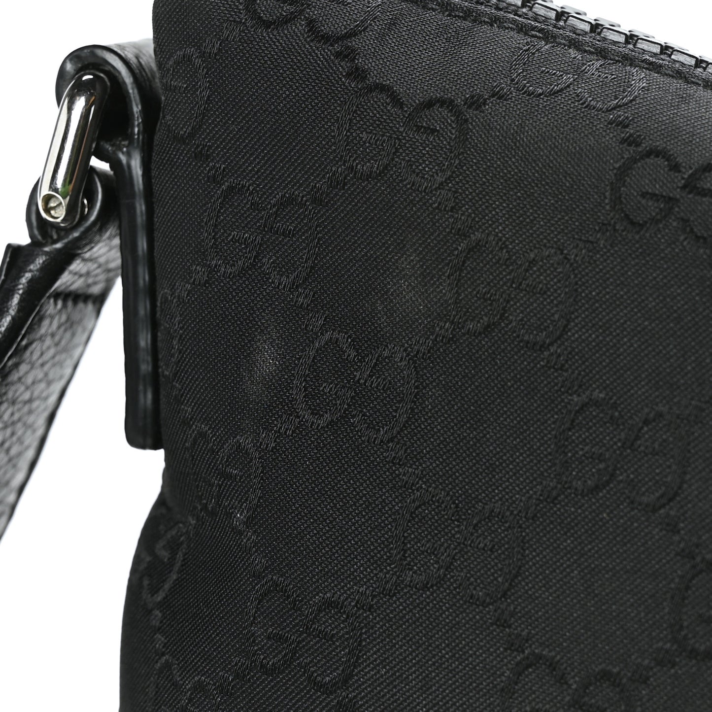 Nylon Monogram Medium Flat Messenger Bag Black