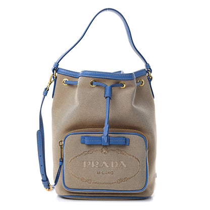 Prada Jacquard Logo Mini Bucket Crossbody Bag Corda Azzurro 1 of 10