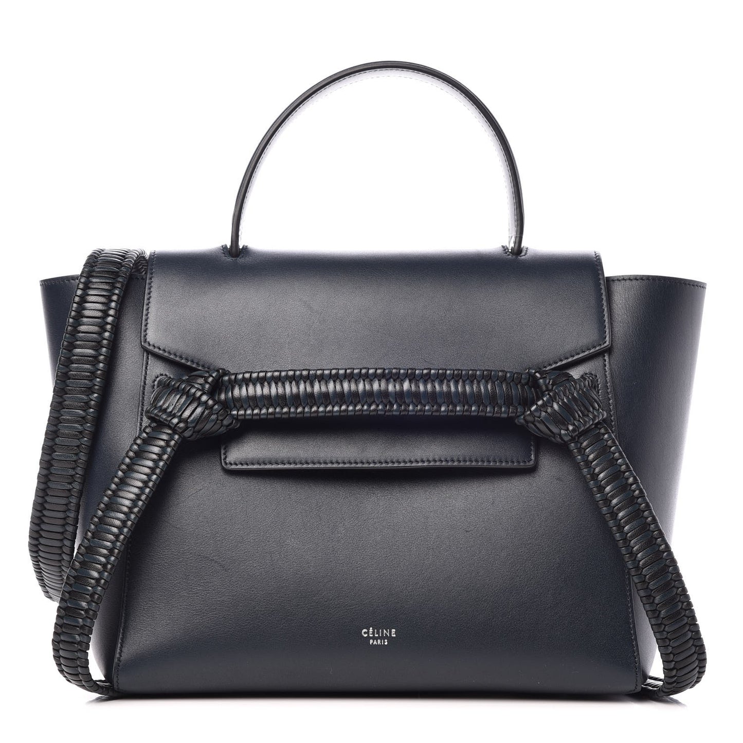 Smooth Calfskin Micro Bi-Color Braided Belt Bag Dark Sea