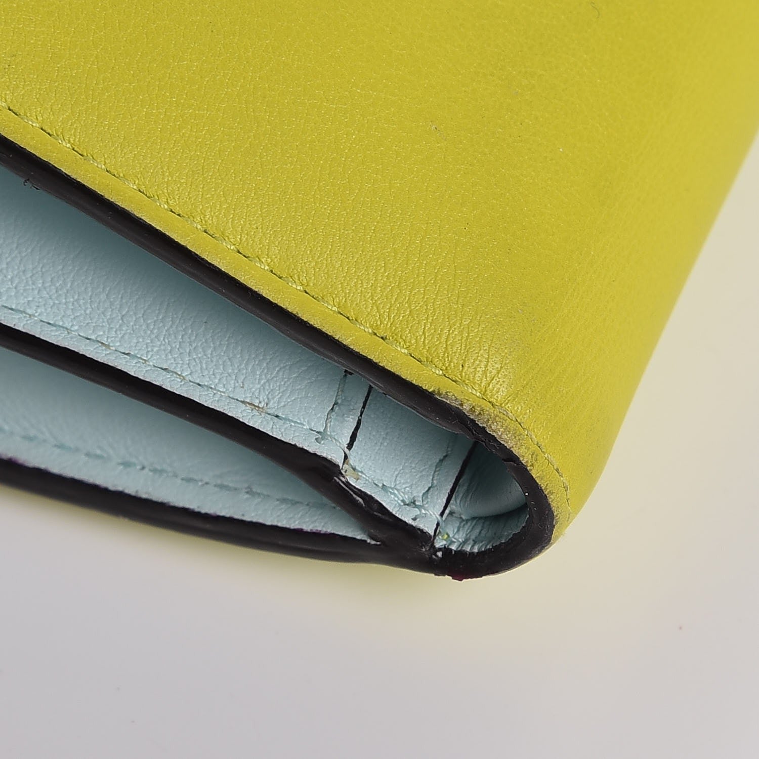 Christian Dior Smooth Calfskin Bi-Color Diorissimo Wallet Jaune Fluo 9 of 10