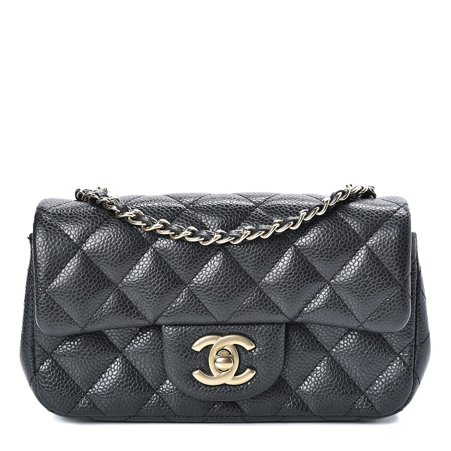 Metallic Caviar Quilted Extra Mini Flap Black