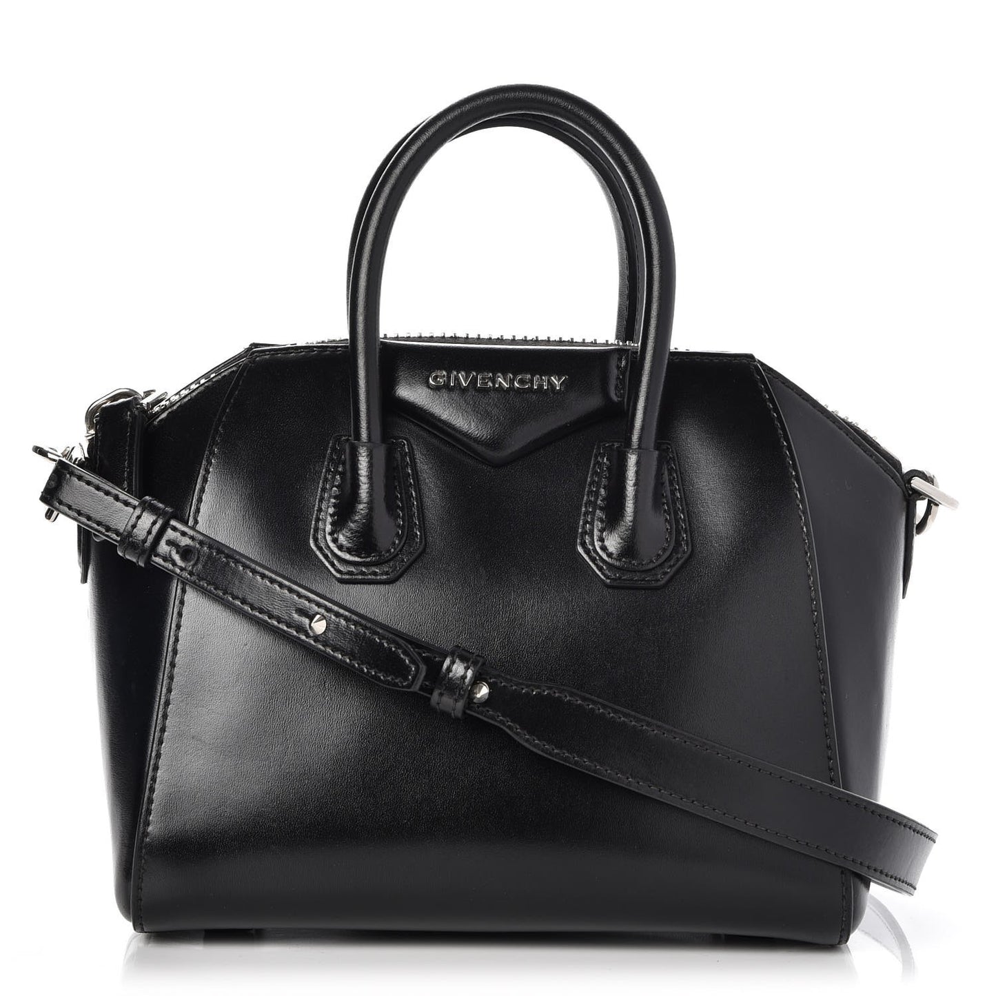 Shiny Lord Calfskin Mini Antigona Black